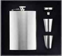 BSTMOME 304 Stainless Steel Hip Flask Set 7OZ Flagons Drinkware with 2 Shot Glass & 1 Funnel & Gift Box for Men Whisky Container Drinkware Alcohol Bottle (Silver)
