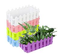 BSTMOME 5 Pack Rectangular Fence Planter Pots Plastic Vegetable Planters, Flower Planter Holder Garden Pots Creative Window Pots for Windowsill Patio Garden Home Décor Porch Balcony (5 Colors)