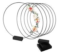BSTMOME 6 Pack 30cm Metal Floral Hoop Centerpiece with Wooden Stand for Making Wedding Table Decor, Wall Hanging Wreaths, Dream Catcher Macrame Crafts (Black)