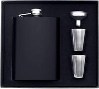 BSTMOME 7OZ Stainless Steel Wine Pot Hip Flask Flagons Drinkware 2 Shot Glass & 1 Funnel & Gift Box Set for Men Whisky Container Drinkware Alcohol Bottle (Black)