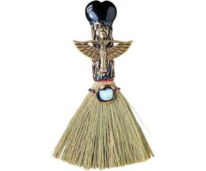 BSTMOME Crystal Heart-Shaped Magic Broom - Reiki Energy Cleansing & Healing Tool, Feng Shui Home Decor, Witch Altar Accessory & Spiritual Gift (Obsidian)