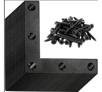 BSTMOME Flat L Shape Stainless Steel Corner Brace Shelf Brackets Mending Plates for Wood Frame Tables Chairs Sofas Beds Cabinets Doors and Windows, 80x80cm, 16 Packs (Black)