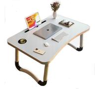 BSTMOME Laptop Desk Bed Stand Foldable Laptop Table Folding Breakfast Tray Portable Lap Standing Desk Reading and Writing Holder with Drawer for Bed Couch Sofa Floor (White)