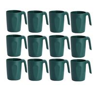 BSTMOME Plastic Coffee Mugs Set of 12, Multi-use Plastic Cups with Handles 15oz, Reusable Water Cup, Easy to Carry, Great for Home, Garden, Picnic, Camping, Outdoor (Green)