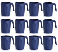 BSTMOME Plastic Coffee Mugs Set of 12, Multi-use Plastic Cups with Handles 15oz, Reusable Water Cup, Easy to Carry, Great for Home, Garden, Picnic, Camping, Outdoor (Blue)