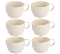 BSTMOME Plastic Coffee Mugs Set of 6, Multi-use Plastic Cups with Handles 15oz, Reusable Drinking Cups, Easy to Carry, Great for Home, Garden, Picnic, Camping, Outdoor (White)