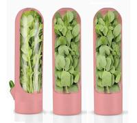 BSTMOME Set of 3 Herb Saver Pod Herb Keeper Vegetable Fresh Cilantro Containers for Refrigerator, Fresh Herb Keeper for Cilantro, Parsley, Asparagus, Keeps Vegetables for 2-3 Weeks (Pink)