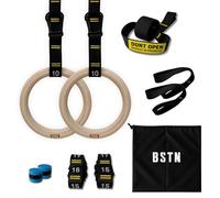 BSTN Wooden Gymnastic Rings 32mm with Adjustable Numered Straps, Olympic Gym Rings for Gymnastic - Premium Fitness Equipment for Home Workout, Calisthenics, Crossfit & Strength Training