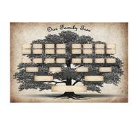 BSTOB Family Tree Chart to Fill in, 5 Generation Family Tree Chart Vintage Wall Art Canvas Poster Printing Ancestry Genealogy Picture Home 20x12cm