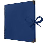 Bstorify 25.4 x 25.4 Cm Scrapbook Album 70 Pages Blue Thick Kraft Paper Corner Protectors, Ribbon Closure - Ideal for Your Scrapbooking, Art & Craft Projects (Blue, 25.4 x 25.4 Cm)