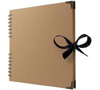 Bstorify Large Scrapbook, 25.4 x 25.4 Cm, 70 Pages Brown Thick Kraft Paper, Memory Book, Ribbon Closure - Ideal for Your Scrapbooking, Art & Craft Projects (Brown, 25.4 x 25.4 Cm)