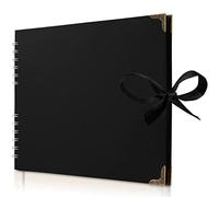 Bstorify Large Scrapbook Photo Albums 50 Pages (28 x 22 cm) Black Thick Kraft Paper, Memory Book - Ideal for Your Scrapbooking, Art & Craft Projects (Black 28 x 22 Cm)