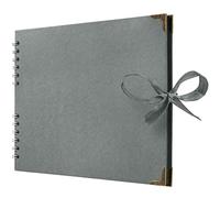 Bstorify Square Scrapbook Photo Albums 50 Pages (28 x 22 Cm) Grey Thick Paper, Hardcover, Ribbon Closure - Ideal for Your Scrapbooking Albums, Art & Craft Projects (Grey, 28 x 22 Cm)
