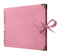 Bstorify Square Scrapbook Photo Albums 50 Pages (28 x 22 Cm) Pink Thick Paper, Hardcover, Ribbon Closure - Ideal for Your Scrapbooking Albums, Art & Craft Projects (Pink, 28 x 22 Cm)
