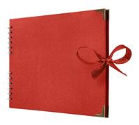 Bstorify Square Scrapbook Photo Albums 50 Pages (28 x 22 Cm) Red Thick Paper, Hardcover, Ribbon Closure - Ideal for Your Scrapbooking Albums, Art & Craft Projects (Red, 28 x 22 Cm)