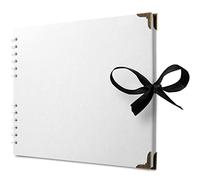 Bstorify Square Scrapbook Photo Albums 50 Pages (28 x 22 cm) White Thick Paper, Hardcover, Metal Corners, Ribbon Closure - Ideal for Your Scrapbooking Albums, Art & Craft Projects (White, 28 x 22 Cm)