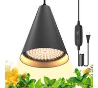Bstrip Hanging Grow Lights, Black Modern Pendant Fixture, 25W LED, 450 Lumen, Warm White, 3000K, Indoor Garden, 2 Count, 16.4FT Power Cord with Timer