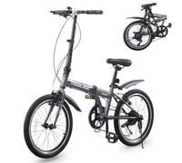BSTSEL 20" Folding Mountain Bike for Adults, 7 Speed Men Women Commuting Bicycle, Portable Folding Bike with U-Brake, Lightweight Compact for Car Boot, Urban & Trail Cycling