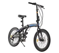 BSTSEL 20 Inch Folding Mountain Bike Road Bicycle for Adult Men and Women Teens, 7 Speed Gear, Portable Foldable Bike with Disc Brakes (Without Brackets, Black&Blue)