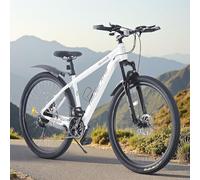 BSTSEL 24/26/27.5/29 Inch Mountain Bike Aluminum Frame with Front Suspension Fork Mountain Bicycle 21 Speeds with Dual Disc-Brake Suitable for Over 18 Years (White, 24 inch)