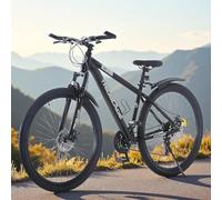 BSTSEL 24/26/27.5/29 Inch Mountain Bike Aluminum Frame with Front Suspension Fork Mountain Bicycle 21 Speeds with Dual Disc-Brake Suitable for Over 18 Years (24 Inch Black)