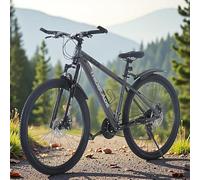 BSTSEL 24/26/27.5/29 Inch Mountain Bike with Front Suspension Fork Mountain Bicycle 21 Speeds with Dual Disc-Brake Suitable for Over 18 Years (24 Inch Grey)