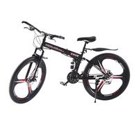 BSTSEL 24 26 27.5Inch Adult Folding Mountain Bike, Dual Suspension Mountain Bikes with 3-Spoke Wheel, 21 Speed Mens and Womens Foldable Mountain Bicycle (26 inch Black&Red)