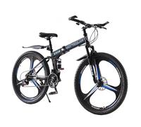 BSTSEL 24 26 27.5Inch Adult Folding Mountain Bike, Dual Suspension Mountain Bikes with 3-Spoke Wheel, 21 Speed Mens and Womens Foldable Mountain Bicycle (27.5 inch Black&Blue)