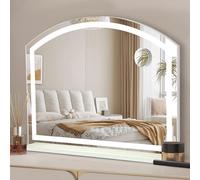 BSTSEL Arc-shaped Hollywood Vanity Mirror with Lights, Large Lighted Makeup Dressing Table Tabletop Mirror with Smart Touch, 3 Color Modes, USB & TYPE-C Output Port for Bedroom (Arched 60 * 50cm)