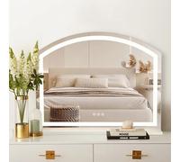 BSTSEL Arc-shaped Hollywood Vanity Mirror with Lights, Large Lighted Makeup Dressing Table Tabletop Mirror with Smart Touch, 3 Color Modes, USB & TYPE-C Output Port for Bedroom (Arched 50 * 40cm)