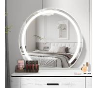 BSTSEL Hollywood Vanity Mirror with Adjustable LED Lights, 50cm Large Round Lighted Tabletop Makeup Mirror with USB Output Port, Smart Touch Screen Control for Dressing Table Bedroom (50cm diameters)