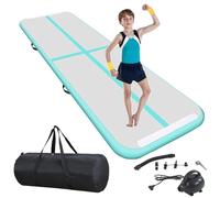 BSTSEL Inflatable Air Gymnastics Tumbling Track Mat 10ft 13ft 16ft 20ft Thickness 4in, Home Gymnasiums Yoga Dance Training Exercise Fitness Mat with Air Pump (Green, 10ft*3.3ft*4in (300*100*10cm))