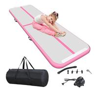BSTSEL Inflatable Air Gymnastics Tumbling Track Mat 10ft 13ft 16ft 20ft Thickness 4in, Home Gymnasiums Yoga Dance Training Exercise Fitness Mat with Air Pump (Pink, 6.6ft*3.3ft*4in (200*100*10cm))