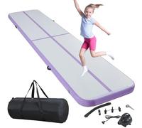 BSTSEL Inflatable Air Gymnastics Tumbling Track Mat 10ft 13ft 16ft 20ft Thickness 4in, Home Gymnasiums Yoga Dance Training Exercise Fitness Mat with Air Pump (Purple, 13ft*3.3ft*4in (400*100*10cm))