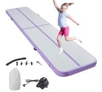 BSTSEL Inflatable Air Gymnastics Tumbling Track Mat 10ft 13ft 16ft 20ft Thickness 4in, Home Gymnasiums Yoga Dance Training Exercise Fitness Mat with Air Pump (Purple, 20ft*3.3ft*4in (600*100*10cm))