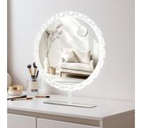 BSTSEL Vanity Mirror with Adjustable LED Lights, Petal Edge Round Lighted Makeup Mirror with USB Output Port, Smart Touchscreen Control Tabletop Mirror for Dressing Table Bedroom