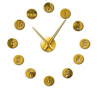 BSTUK Arabic Numerals Frameless Wall Clock Stickers (Gold,37inch)