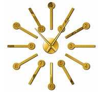 BSTUK Creative Arabic Numerals Frameless Wall Clock Stickers (Gold,37inch)