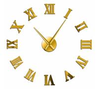 BSTUK Roman Numerals Frameless Wall Clock Stickers (Gold,27inch)