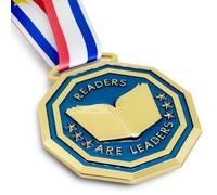 BSTWARM Reading Award Medal - 3.1'' Heavy Duty Reading Superstar Necklace, Double-Sided 3D Engraved Reading Award Prize Gift for Students Adults School Graduation Participation Competitions