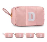 Bstyalishg Makeup Bag Organizer for Women Initial Cosmetic Bag Purse Puffer Cute Travel Toiletry Bag Make Up Bags with Compartments, Personalized Gifts for Girlfriend Bridesmaid Teacher Graduation