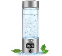 BSTYCM Hydrogen Water Bottle Generator,5000PPB Portable Hydrogen Water Machine with SPE PEM Tech and LED Timer Display,Water Ionizer Machine for Office, Daily Drinking and Outdoor (Silver, 8.4*Φ2.6)