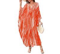 Bsubseach Kaftan Dresses for Women Plus Size Beach Cover Up Caftan Loungewear Vacation Orange Tie Dyeing