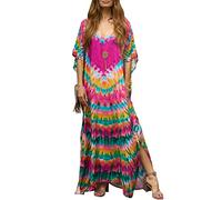 Bsubseach Plus Size Kaftan Dresses Bathing Suit Cover Up Caftans for Women Beach Robe Pink