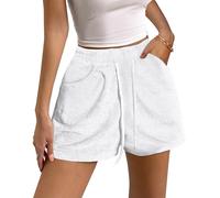 Bsubseach Womens Swim Shorts with Pockets Drawstring Casual Beach Shorts Summer Swimsuit Cover Up 2025 Vacation Outfit White XXL