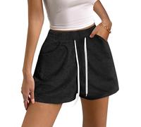 Bsubseach Womens Swim Shorts with Pockets Drawstring Casual Beach Shorts Summer Swimsuit Cover Up Vacation Outfit Black L