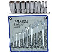 BSW British Whitworth Combination Spanner Wrench + Deep Sockets 17pc Set