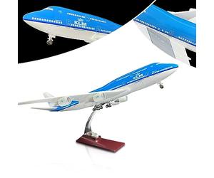 Bswath Large Model Airplane 1:130 KLM Holland 747 Model Jet Plane Model for Adults with LED Light Gift for Business/Birthday/Christmas