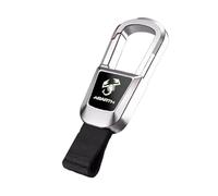 BSWNSJZT Car Key Chain Keyring for Abarth 500C 2010-2014, solid Lanyard Anti-Lost Key Ring Car Accessories,A-silver