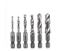 BSWXX 6pcs M3-M10 Screw Tap Drill Bits High-speed steel Taps Countersink Deburr Set Metric Combination Bit High Speed Steel 1/4 IN Quick Change Hex .0522